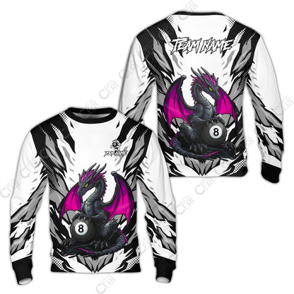Customized Billiards Sweatshirt, Personalized Baby Dragon 8 Ball Jersey Gift For Billiard Players