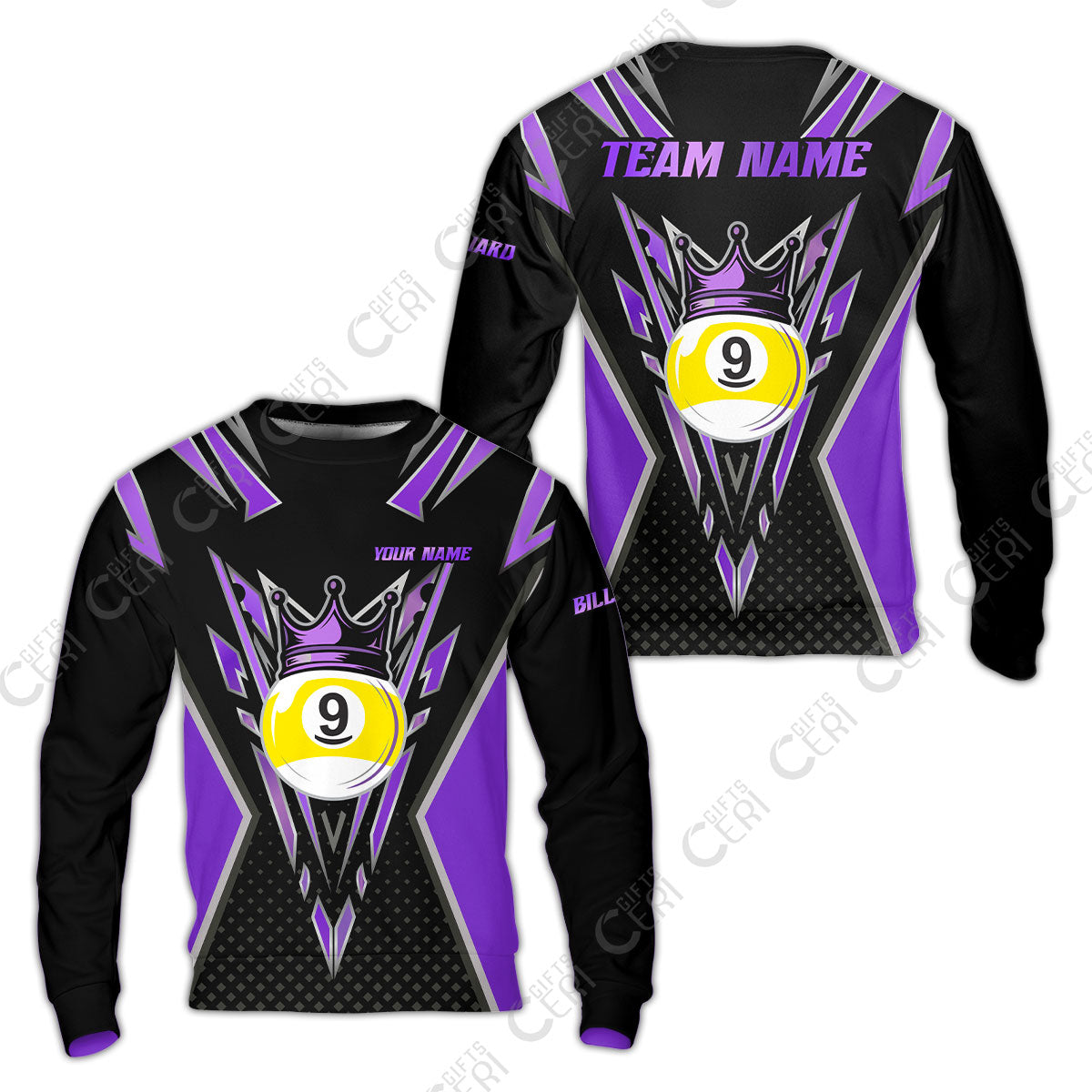 Customized 9 Ball Pool Sweatshirt, Billiard 9-Ball Crown, Billiard Jerseys