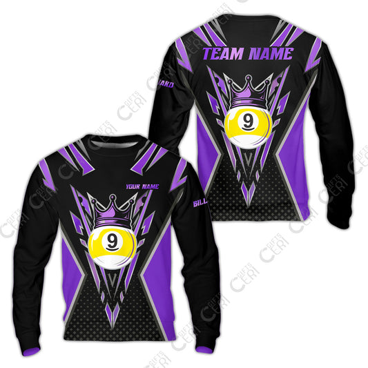 Customized 9 Ball Pool Sweatshirt, Billiard 9-Ball Crown, Billiard Jerseys