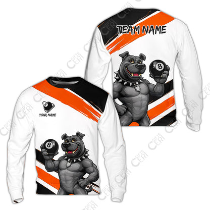 Customized Billiards Sweatshirt, Personalized Pitbull 8 Ball Jersey Gift For Billiard Players