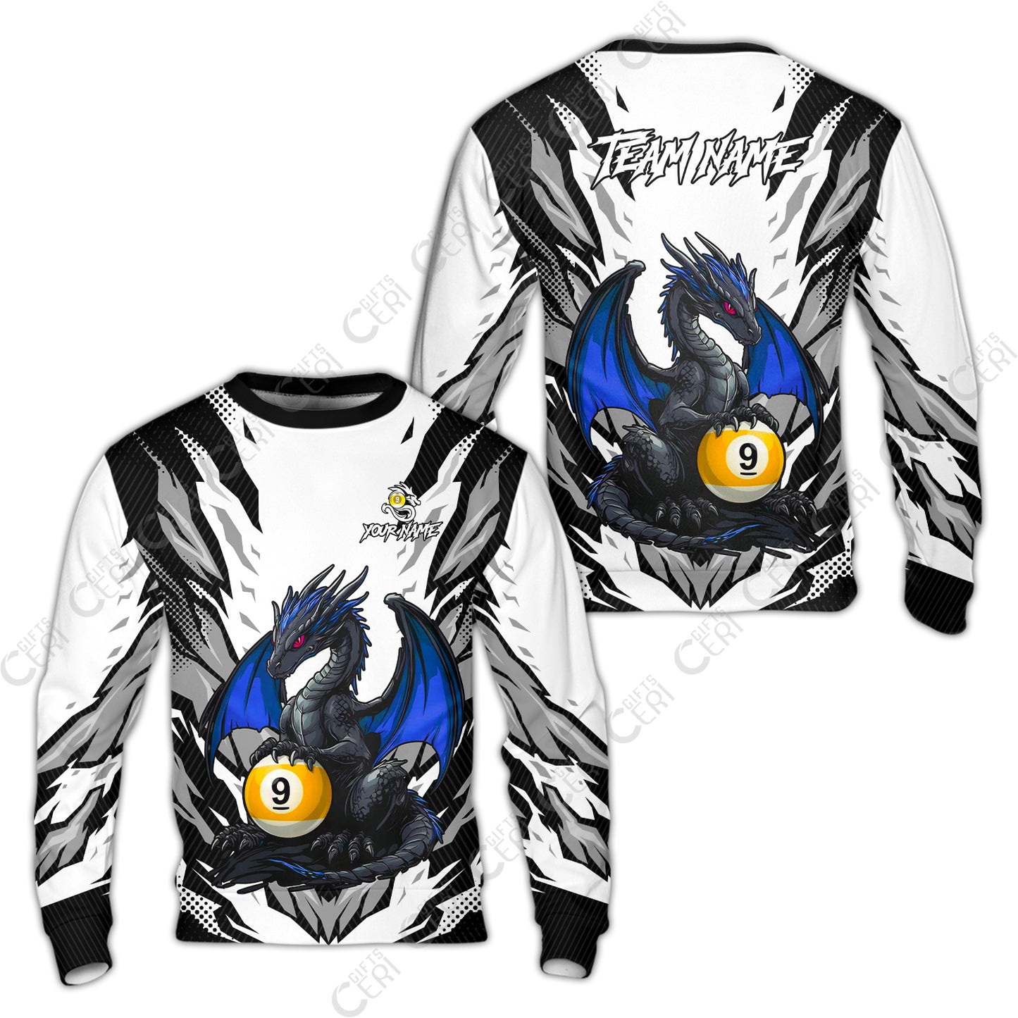 Customized Billiards Sweatshirt, Personalized Baby Dragon 9 Ball Jersey Gift For Billiard Players