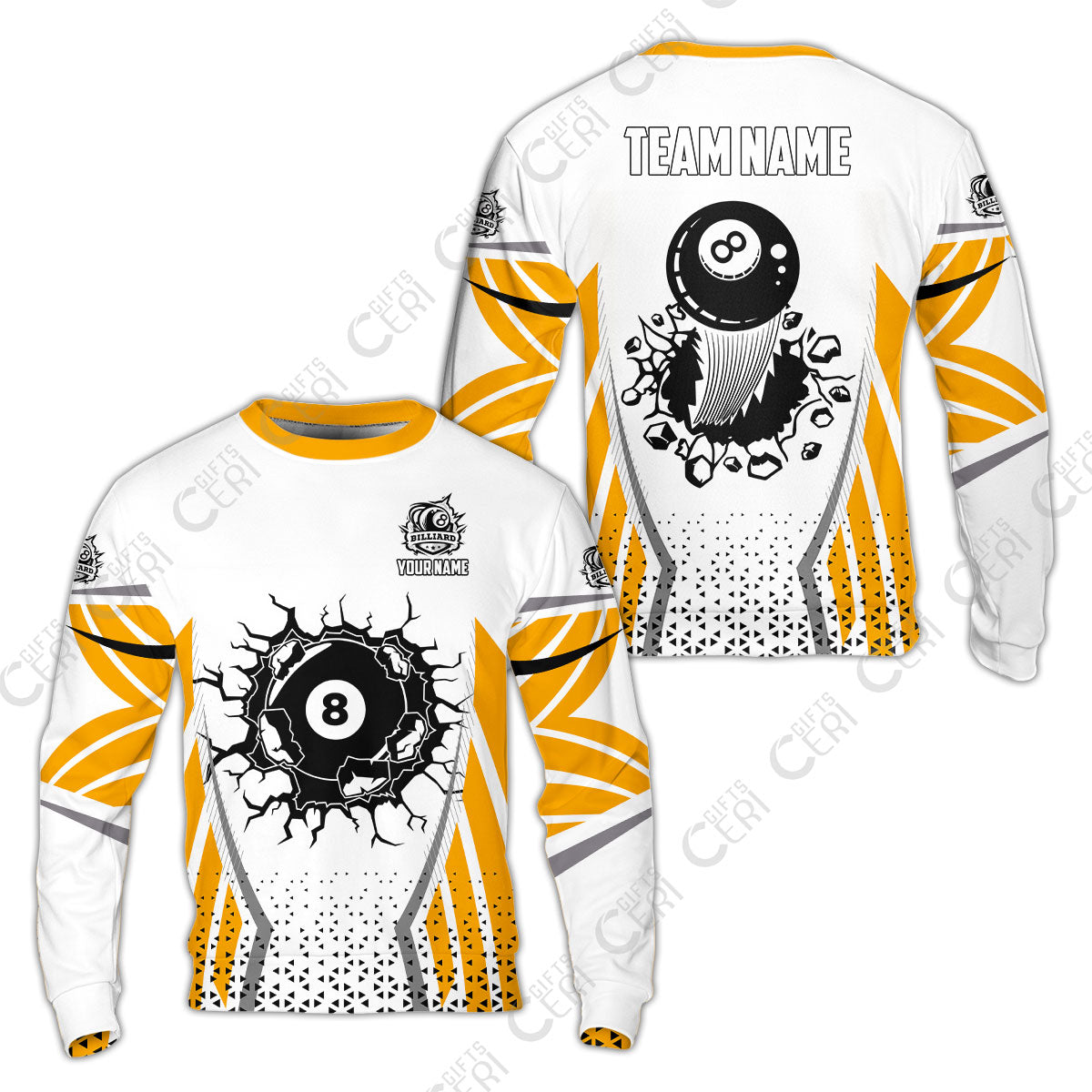 Customized 8 Ball Pool Sweatshirt, Billiard Triangle Pattern, 8-Ball Breaks The Wall, Billiard Jerseys