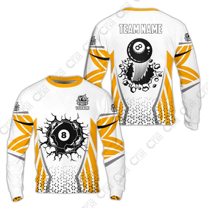 Customized 8 Ball Pool Sweatshirt, Billiard Triangle Pattern, 8-Ball Breaks The Wall, Billiard Jerseys
