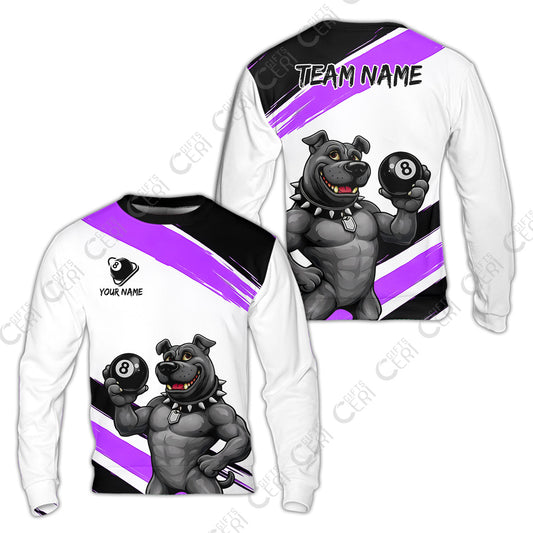 Customized Billiards Sweatshirt, Personalized Pitbull 8 Ball Jersey Gift For Billiard Players