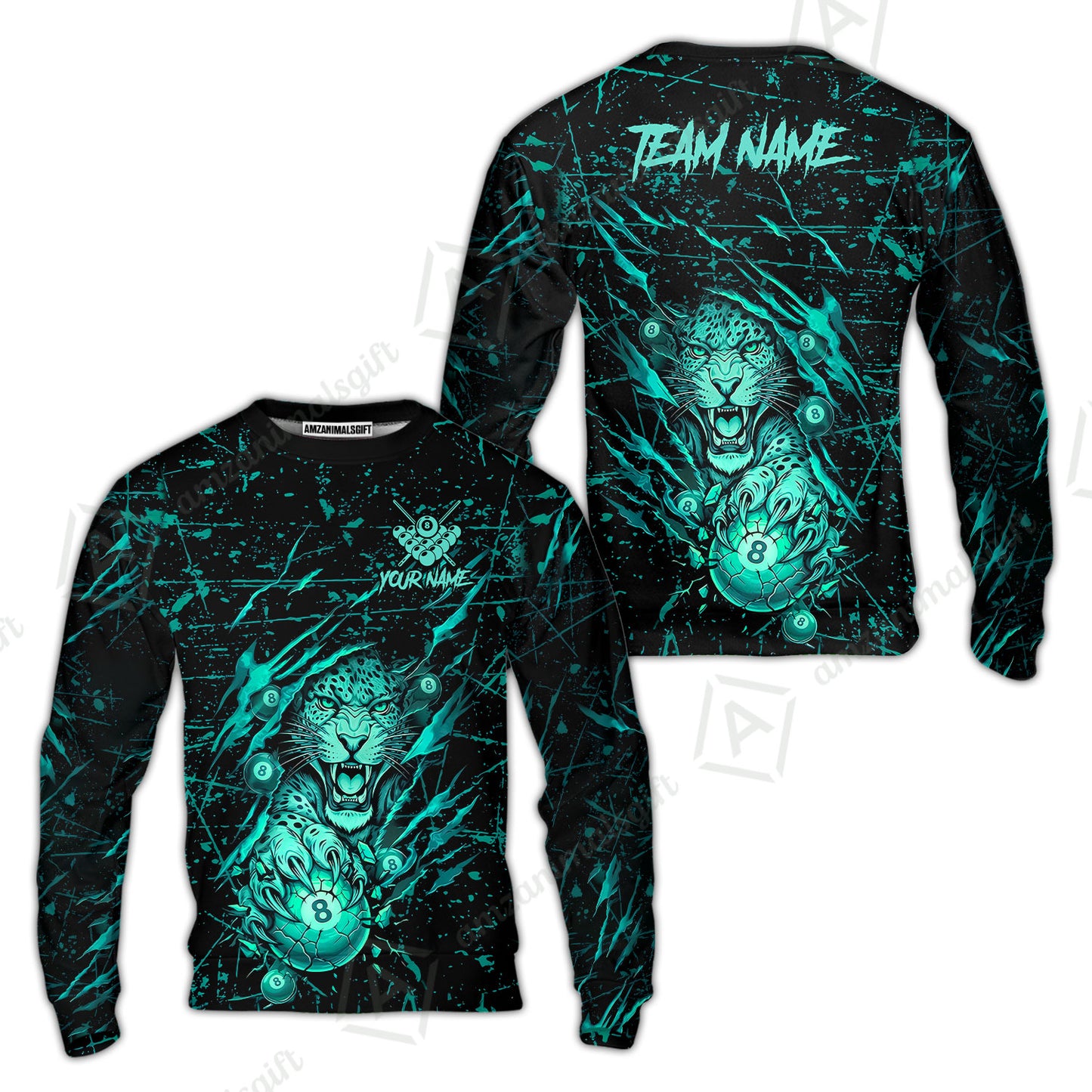 Customized Billiards Sweatshirt, Panther Hold 8-Ball Billiards Jersey Gift For Billiard Players