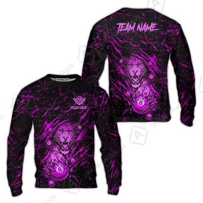 Customized Billiards Sweatshirt, Panther Hold 8-Ball Billiards Jersey Gift For Billiard Players