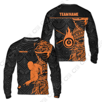 Customized 8 Ball Pool Sweatshirt, 8-Ball Billiards Tattoo Pattern, Billiards Jerseys