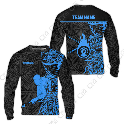 Customized 9 Ball Pool Sweatshirt, 9-Ball Billiards Tattoo Pattern, Billiards Jerseys