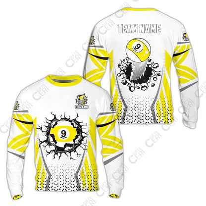 Customized 9 Ball Pool Sweatshirt, Billiard Triangle Pattern, 9-Ball Breaks The Wall, Billiard Jerseys