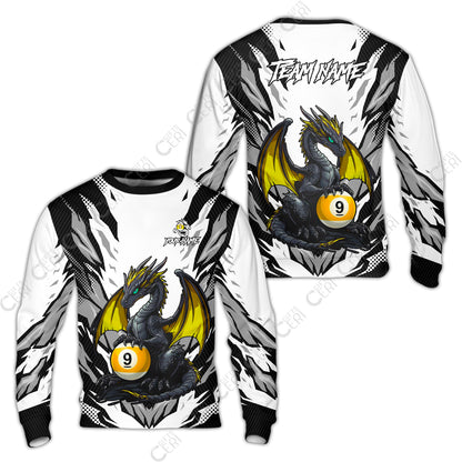 Customized Billiards Sweatshirt, Personalized Baby Dragon 9 Ball Jersey Gift For Billiard Players
