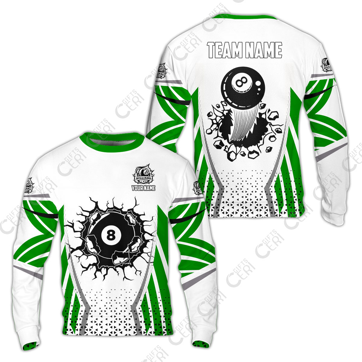 Customized 8 Ball Pool Sweatshirt, Billiard Triangle Pattern, 8-Ball Breaks The Wall, Billiard Jerseys