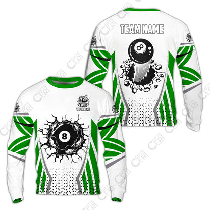 Customized 8 Ball Pool Sweatshirt, Billiard Triangle Pattern, 8-Ball Breaks The Wall, Billiard Jerseys