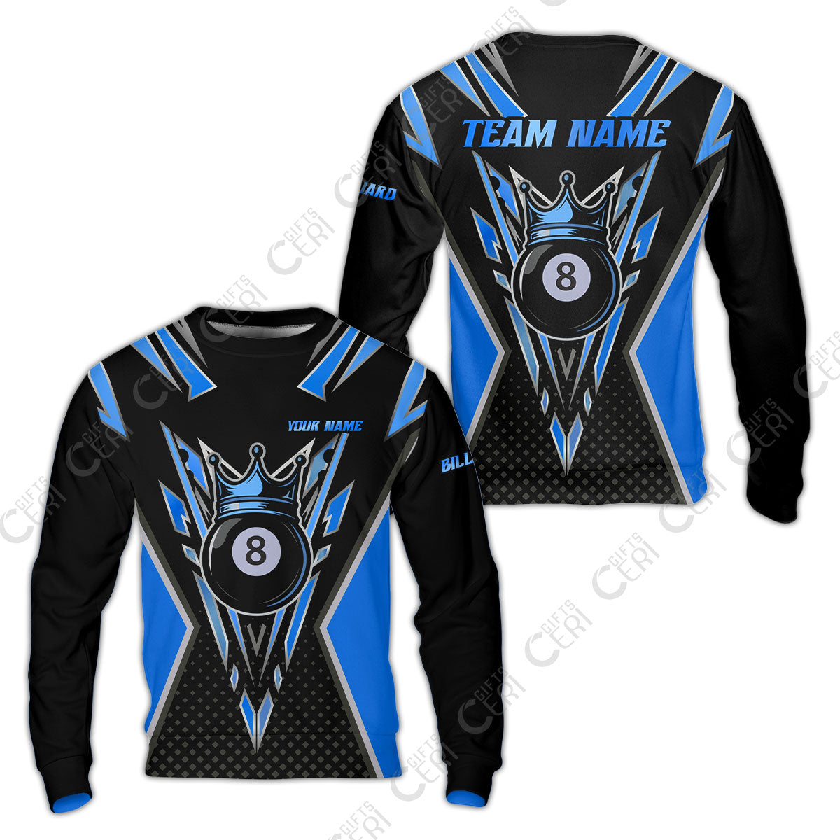 Customized 8 Ball Pool Sweatshirt, Billiard 8-Ball Crown, Billiard Jerseys