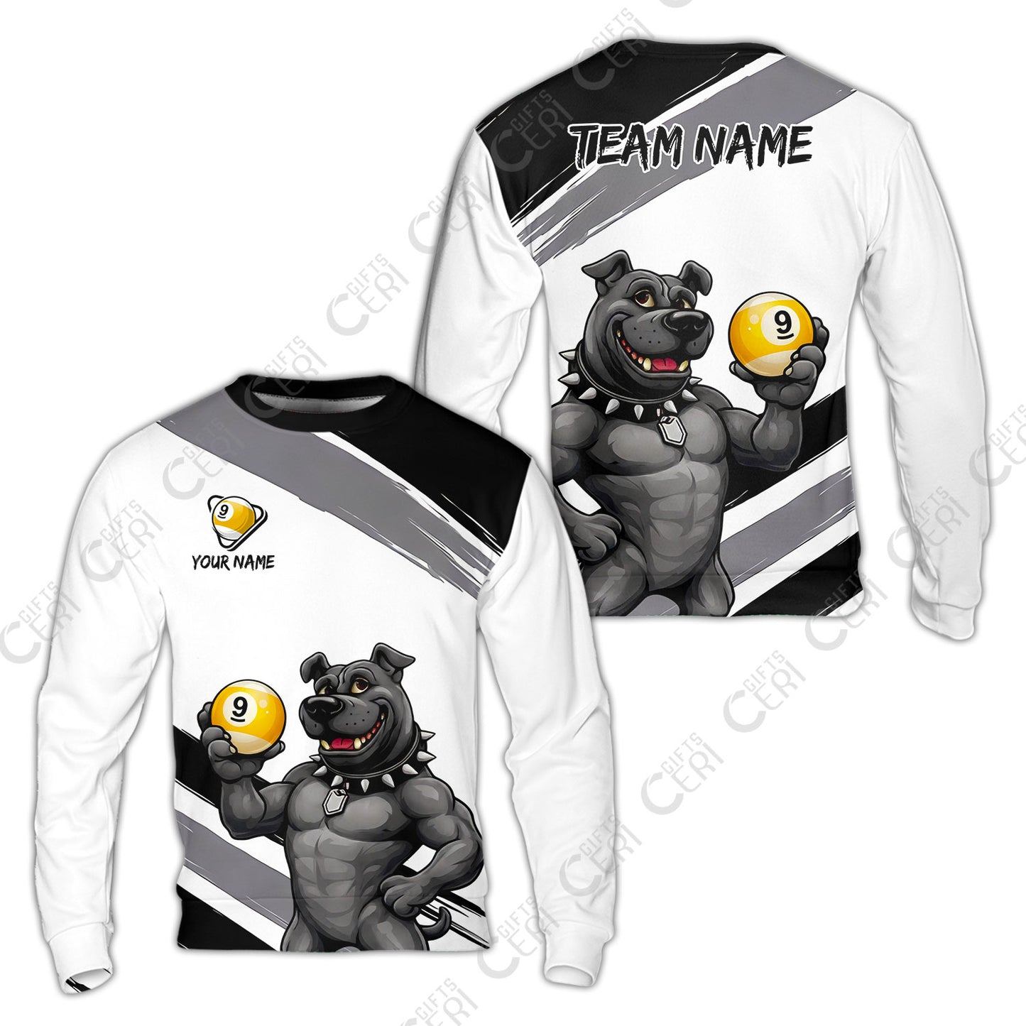 Customized Billiards Sweatshirt, Personalized Pitbull 9 Ball Jersey Gift For Billiard Players