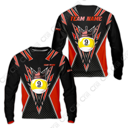 Customized 9 Ball Pool Sweatshirt, Billiard 9-Ball Crown, Billiard Jerseys