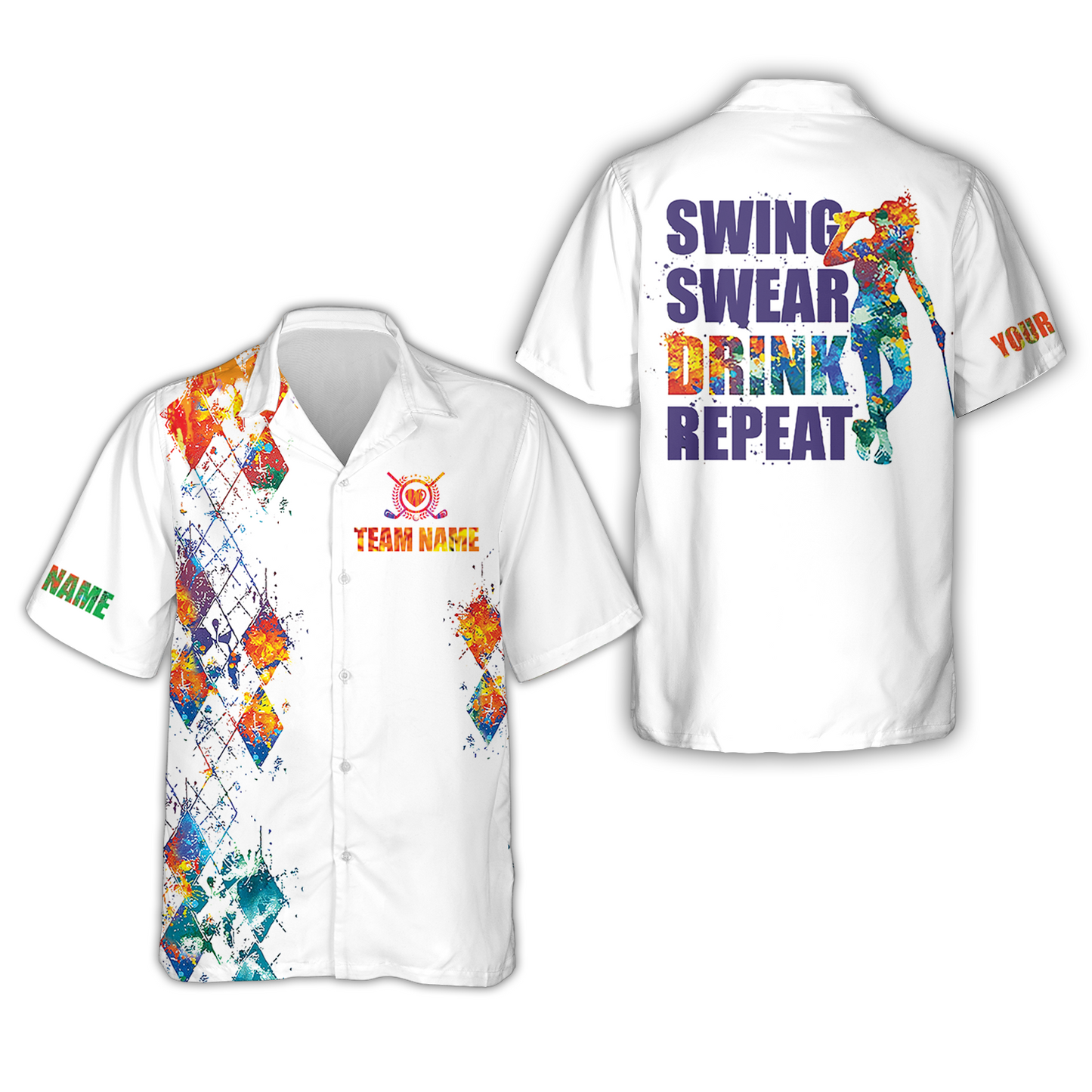 Golf Women Sleeveless Athleisure Polo Shirt, Swing Swear Drink Repeat Funny Polo Shirt - Gift For Mother's Day, Golfers, Female, Golf Lover