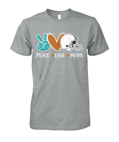 Miami American Football Peace Orange Aqua Blue Hoodies, Perfect Outfit For Men Women Family Love Miami Football Sport Lovers
