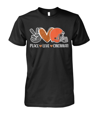 Cincinnati American Football Peace Black Orange Long Sleeve Shirt, Perfect Outfit For Men Women Family Love Cincinnati City Football Sport