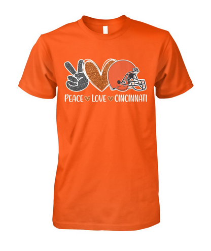 Cincinnati American Football Peace Black Orange Sweatshirts, Perfect Outfit For Men Women Family Love Cincinnati City Football Sport Lovers