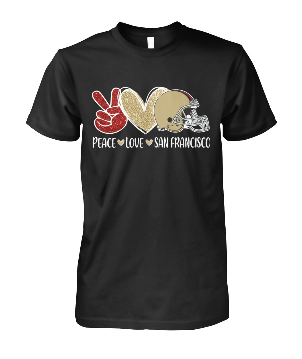 San Francisco Football Peace Love Red Gold Sweatshirts For Men And Women Love San Francisco Sport, Perfect Outfit For Football Lovers