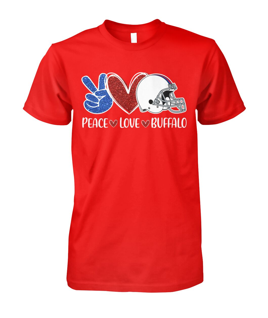 Buffalo American Football Peace Love Blue Red T-Shirt For Men Women Family Love Buffalo Sports, Perfect Outfit For Football Lovers