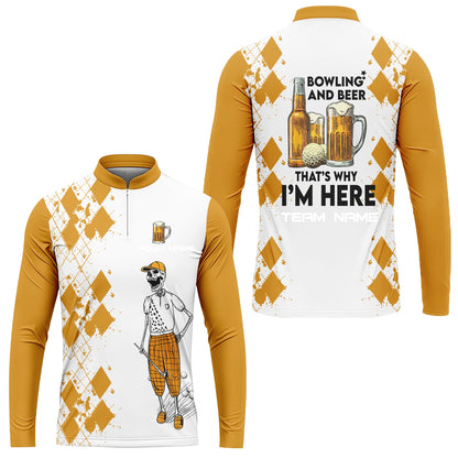 Golf Beer Long Sleeve Jersey - Custom Name Funny Skull Apparel - Personalized Gift For Golf Lover - Weekend Forecast Golfing With A Chance Of Drinking