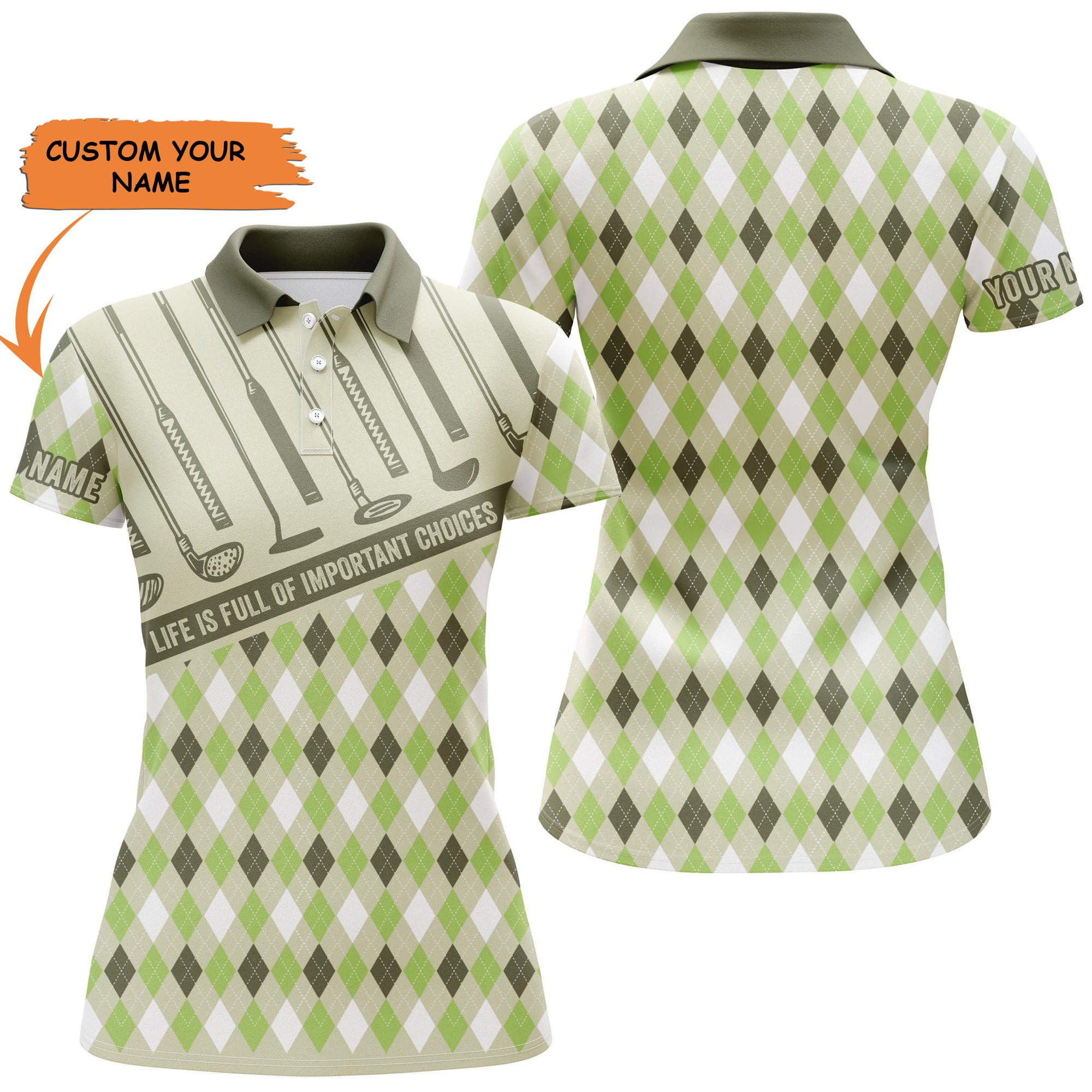 Women's Golf Life Is Full Of Important Choices Men Polo Shirt, Argyle Pattern Golf Shirt, Perfect Gift For Women