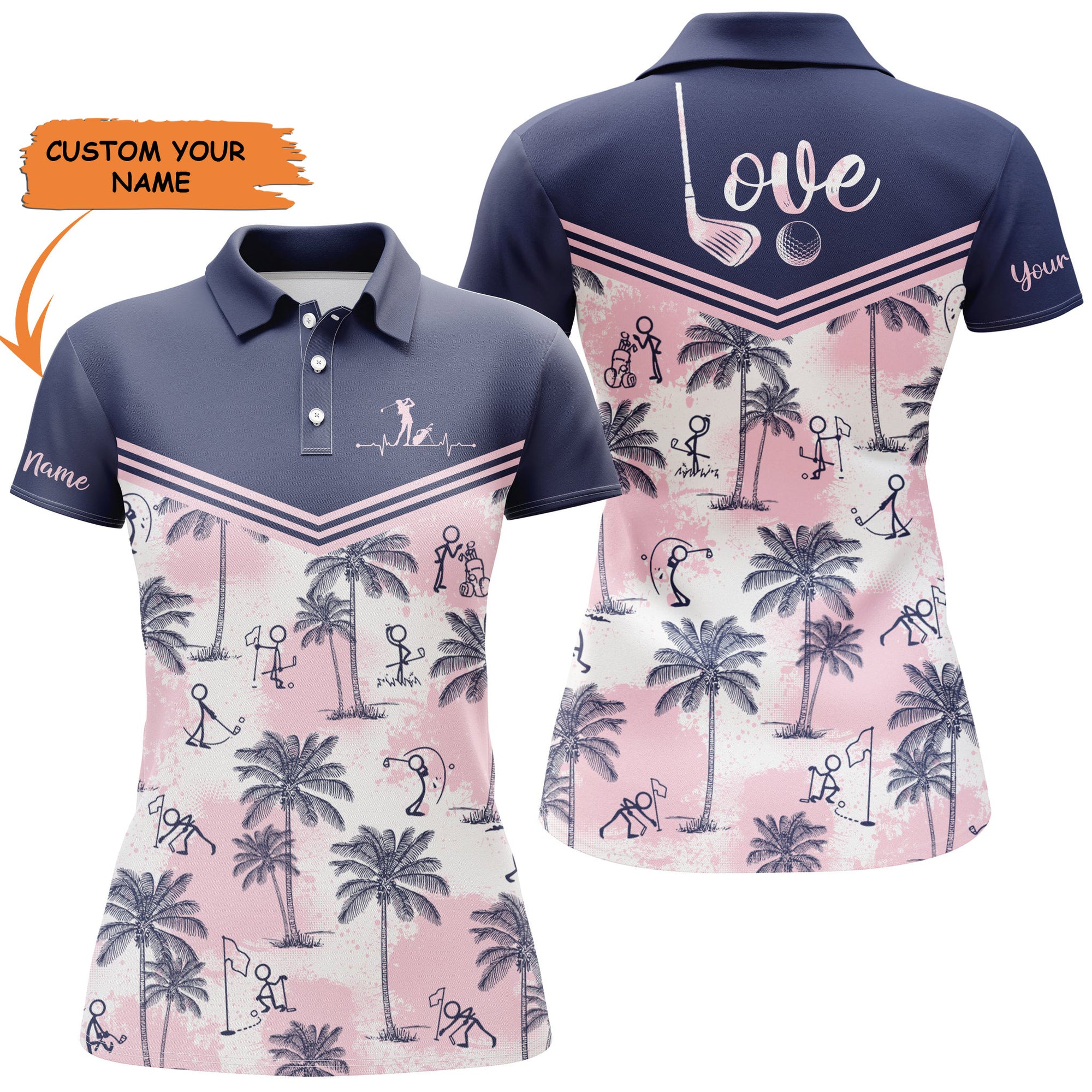 Women Golf Polo Shirt With Colorful Tropical Plants And Palm Leaves Custom Team Golf Polo Shirts