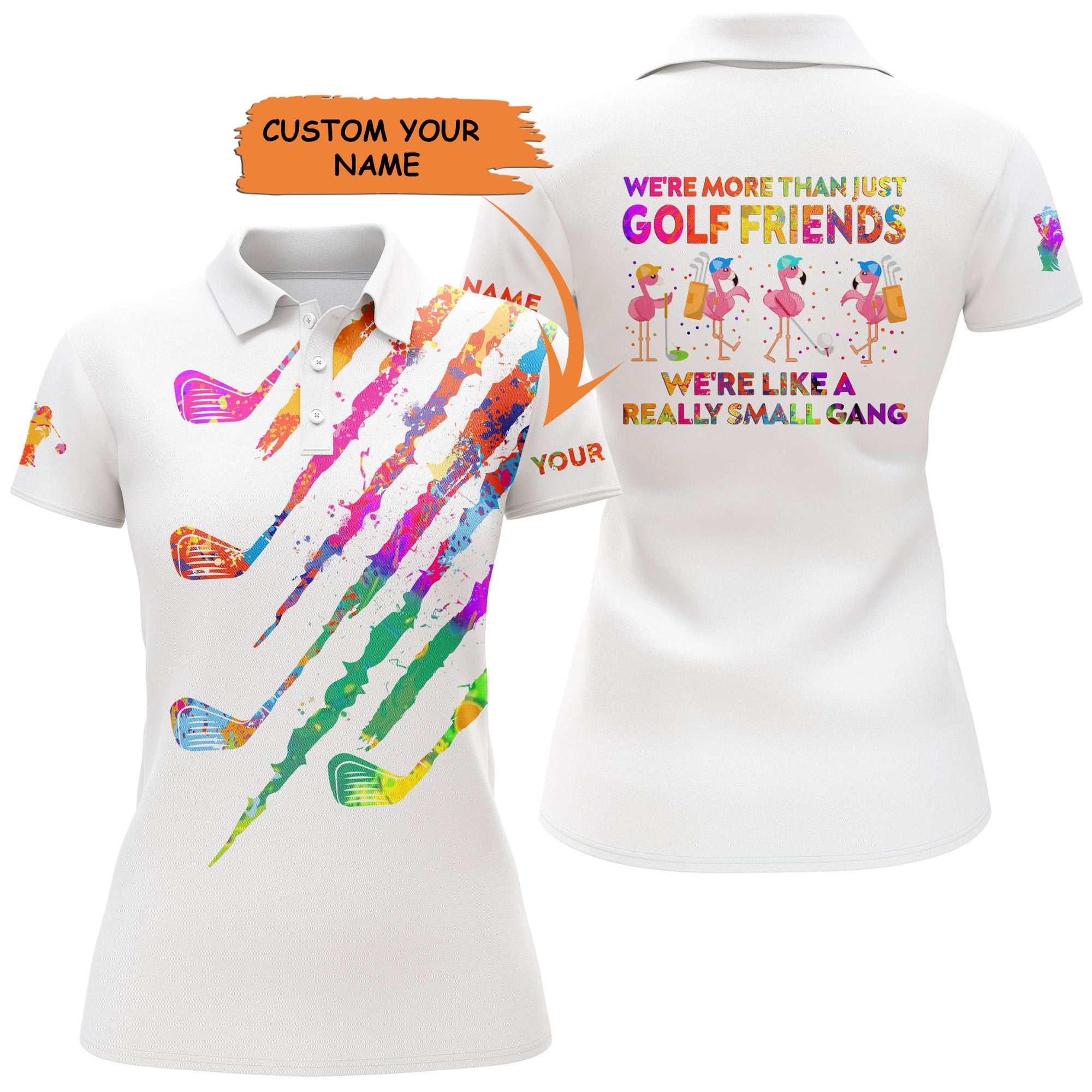 Women Golf Polo Shirt We're More Than Just Golf Friends Watercolor Flamingo Custom Funny Golf Shirt, Perfect Gift For Women