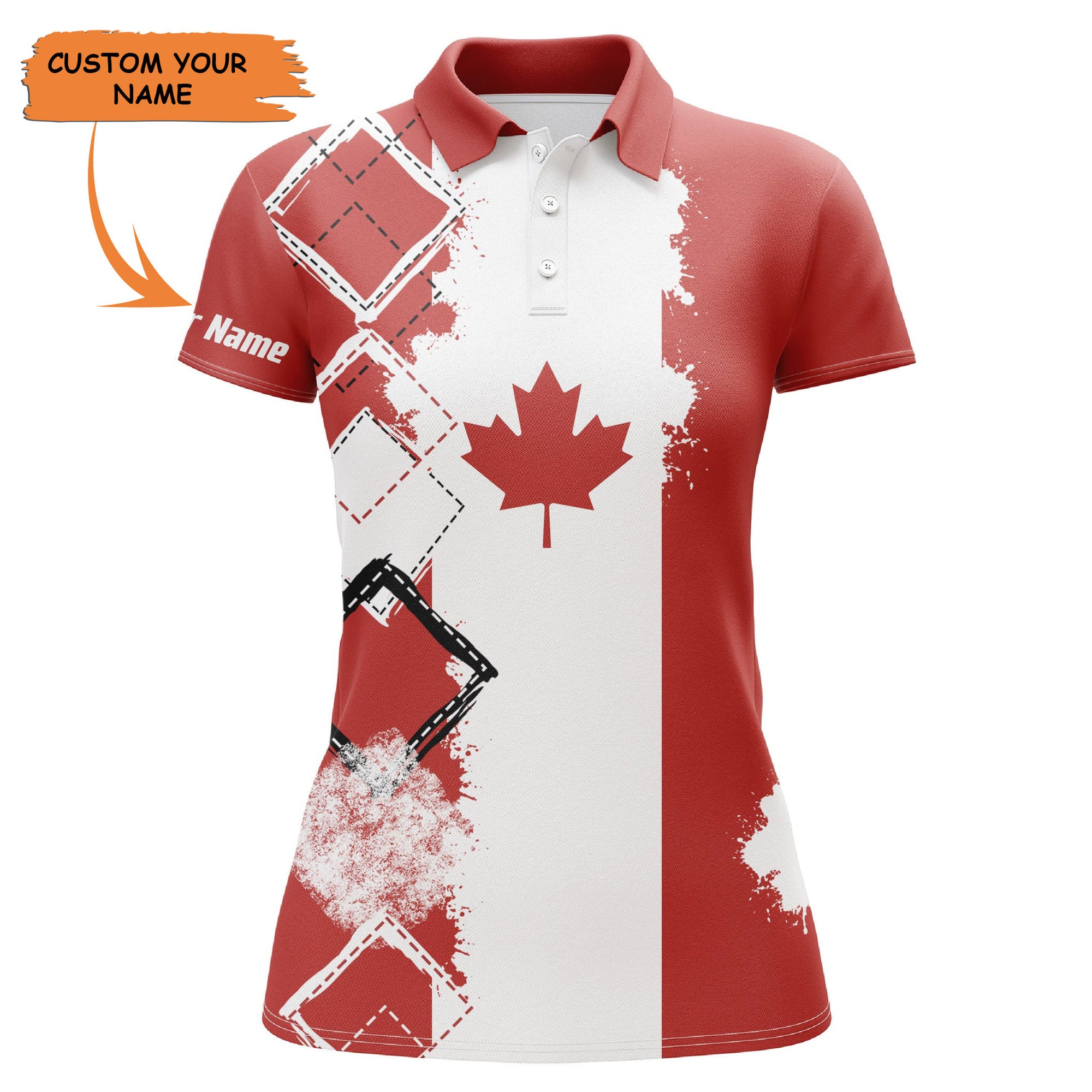 Womens Golf Polo Shirts Canada Flag Patriot Custom Name Golf Shirts For Women, Gift For The Golfers