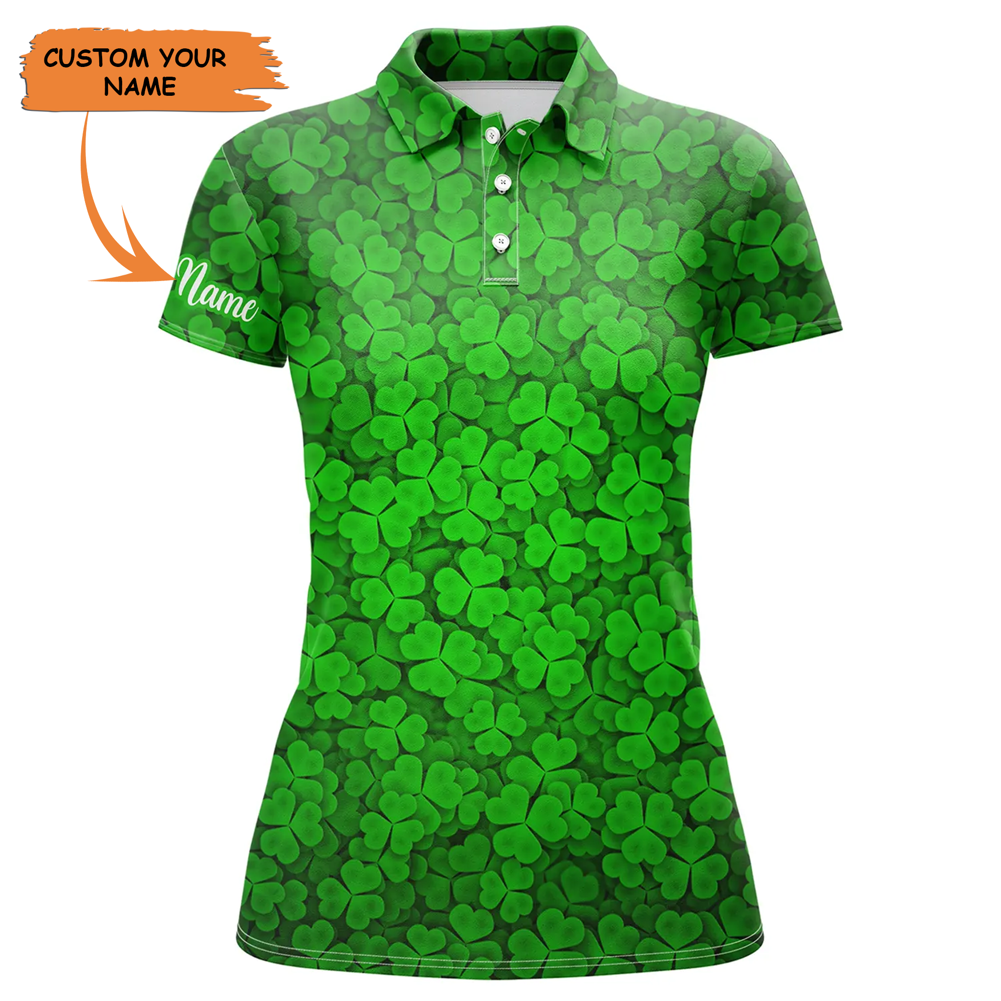Womens Polos Shirts Green Clover St Patrick Pattern Golf Shirts