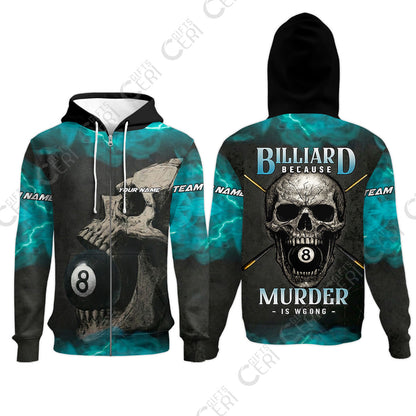 Customized Billiards Zip Hoodies, Personalized Death Break 8 Ball Jersey Gift For Billiard Players