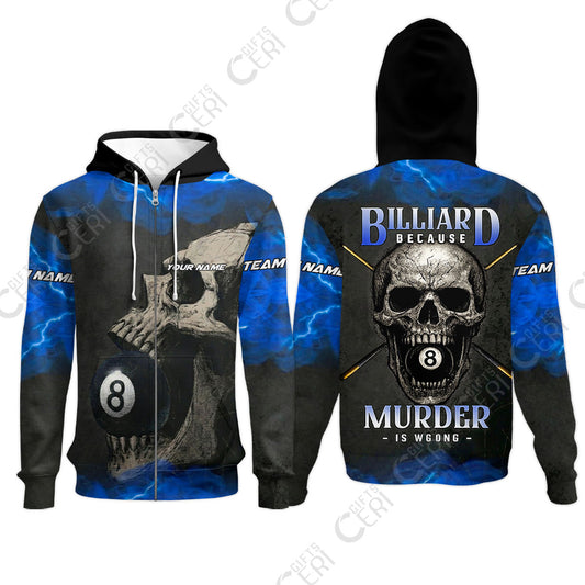 Customized Billiards Zip Hoodies, Personalized Death Break 8 Ball Jersey Gift For Billiard Players