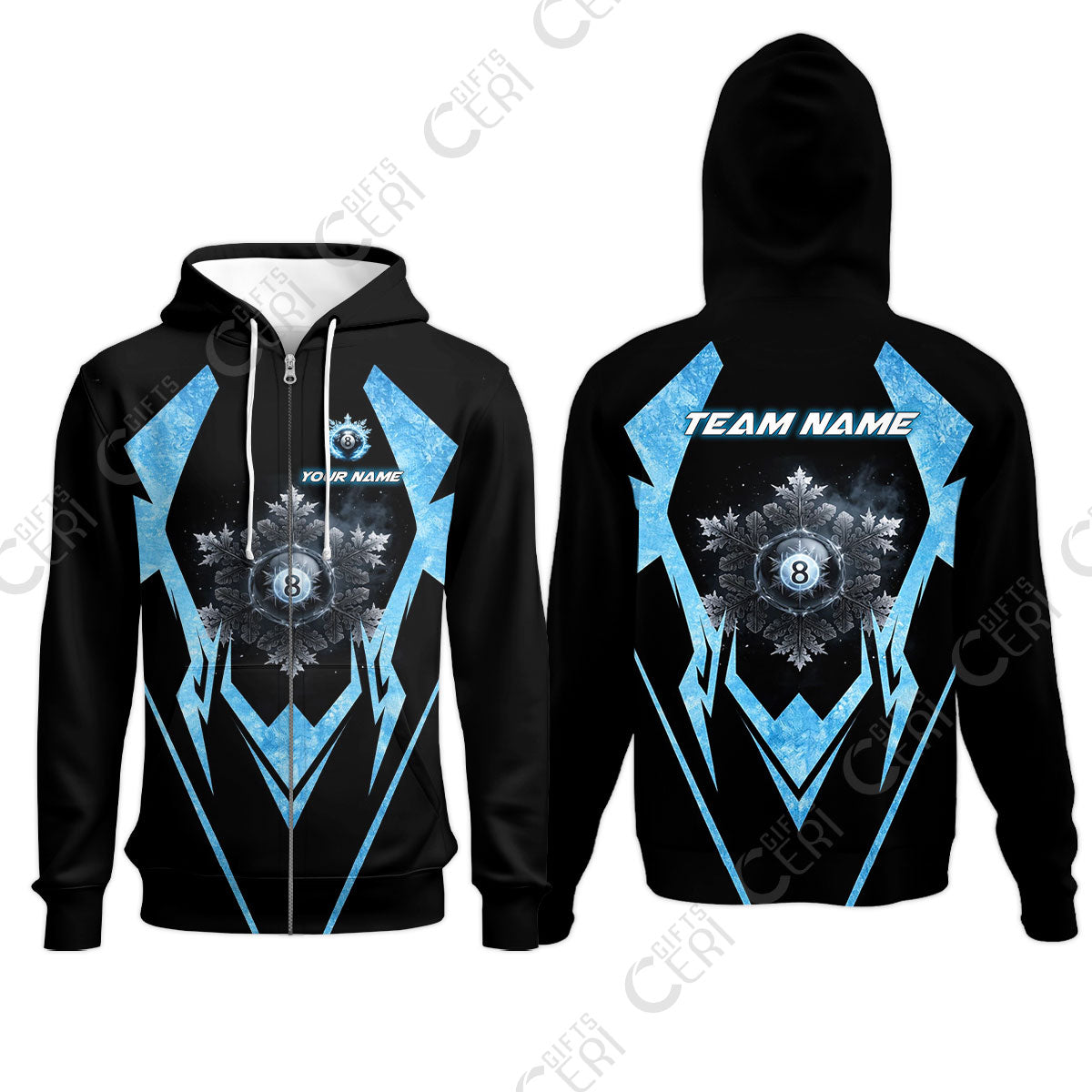 Customized Billiards Zip Hoodies, Personalized Ice Break 8 Ball Jersey Gift For Billiard Players