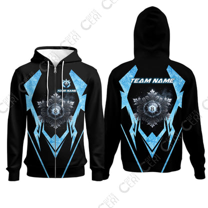 Customized Billiards Zip Hoodies, Personalized Ice Break 8 Ball Jersey Gift For Billiard Players