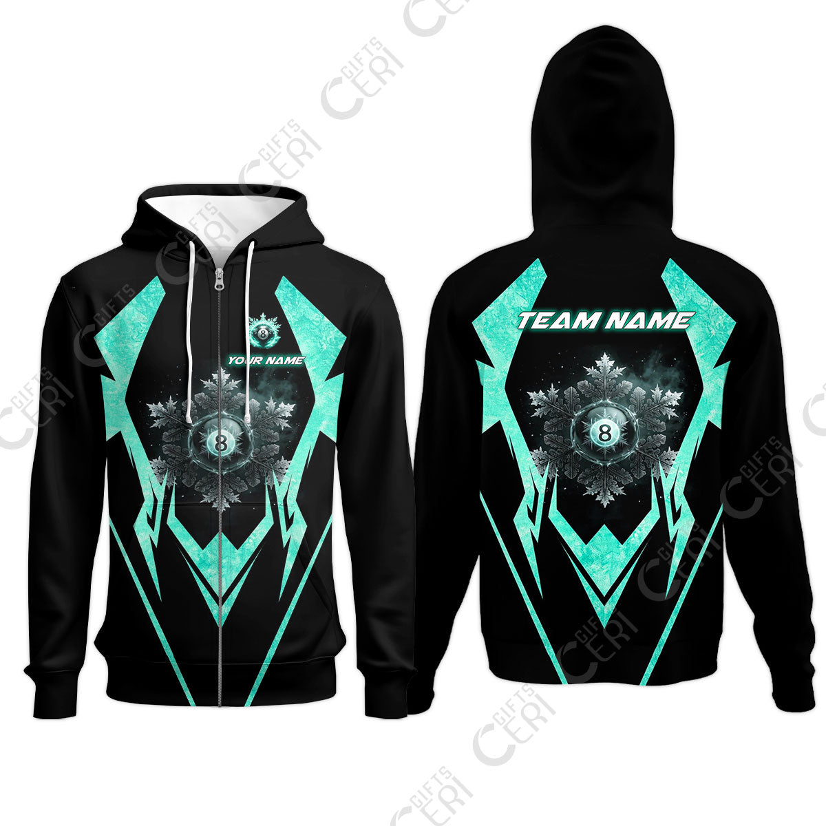 Customized Billiards Zip Hoodies, Personalized Ice Break 8 Ball Jersey Gift For Billiard Players