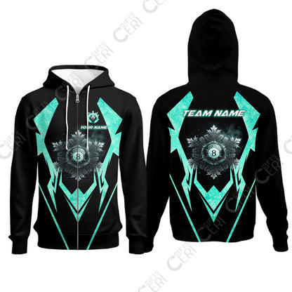 Customized Billiards Zip Hoodies, Personalized Ice Break 8 Ball Jersey Gift For Billiard Players