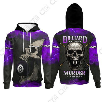 Customized Billiards Zip Hoodies, Personalized Death Break 8 Ball Jersey Gift For Billiard Players