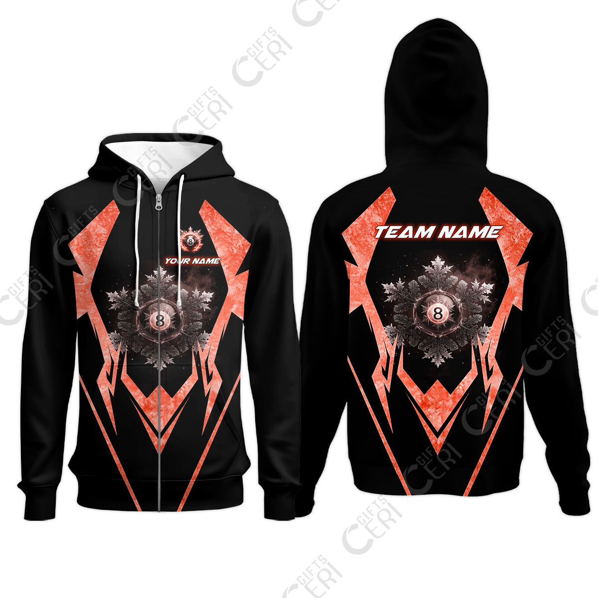 Customized Billiards Zip Hoodies, Personalized Ice Break 8 Ball Jersey Gift For Billiard Players