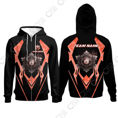 Customized Billiards Zip Hoodies, Personalized Ice Break 8 Ball Jersey Gift For Billiard Players