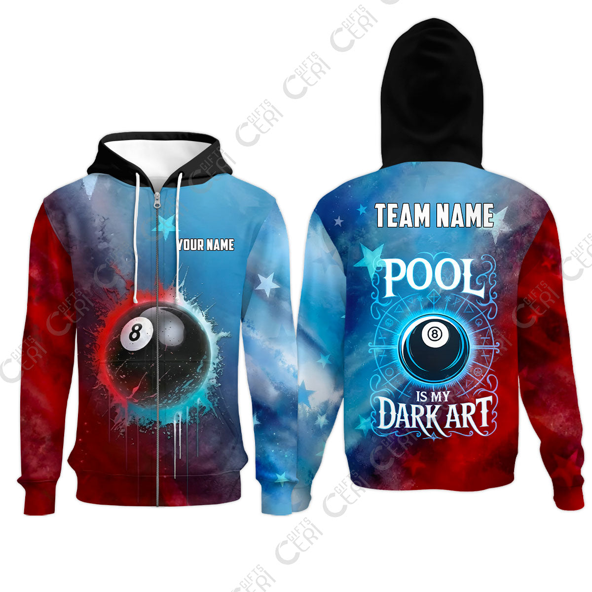 Customized 8 Ball Pool Zip Hoodies, Billiards 8-Ball Pool Is My Dark Art, Billiards Jerseys