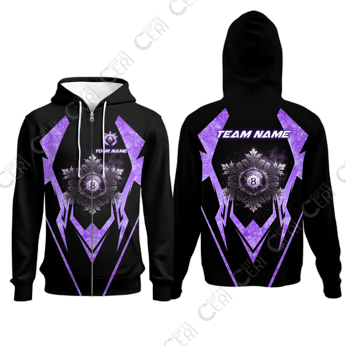 Customized Billiards Zip Hoodies, Personalized Ice Break 8 Ball Jersey Gift For Billiard Players
