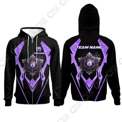 Customized Billiards Zip Hoodies, Personalized Ice Break 8 Ball Jersey Gift For Billiard Players