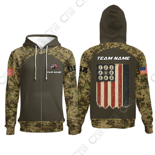 Customized 8 Ball Pool Zip Hoodies, Billiard 8-Ball American Pool Warrior, Billiards Jerseys