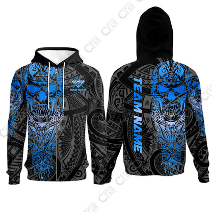 Customized 8 Ball Pool Zip Hoodies, 8-Ball Billiard Ethnic Tribal Style Pattern, Billiards Jerseys