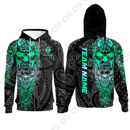 Customized 9 Ball Pool Zip Hoodies, 9-Ball Billiard Ethnic Tribal Style Pattern, Billiards Jerseys