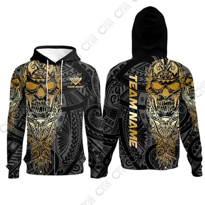 Customized 8 Ball Pool Zip Hoodies, 8-Ball Billiard Ethnic Tribal Style Pattern, Billiards Jerseys