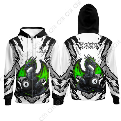 Customized Billiards Zip Hoodies, Personalized Baby Dragon 8 Ball Jersey Gift For Billiard Players