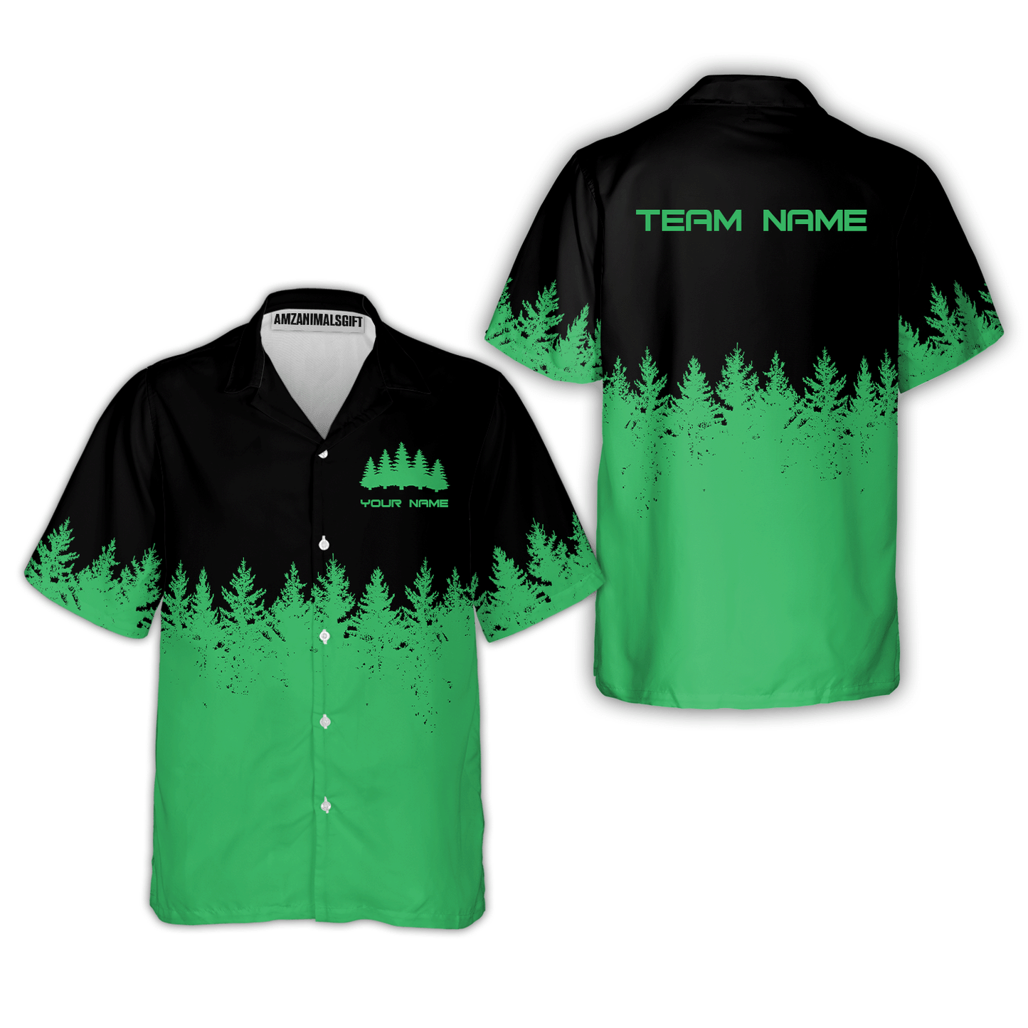 Personalized Golf Stupid Tree Unisex Polo Shirt, Black And Green Pine Forest Polo Shirt For Golf Player, Golf Teams
