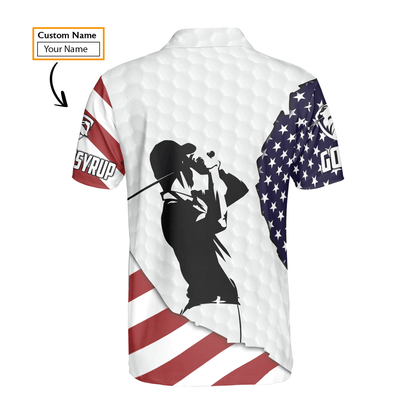 American Flag 4th of July Custom Name Golf Men Polo Shirt - American Flag Apparel - Personalized Gift For Golf Lover, 4th Of July, Him, Husband - Cerigifts
